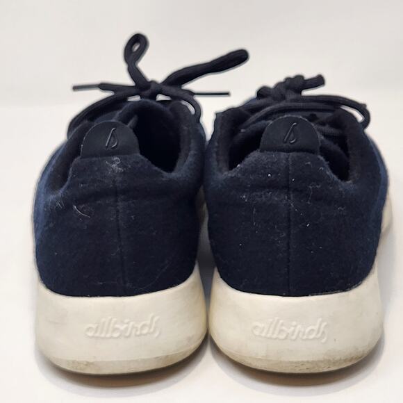 Allbirds Men Wool Runners Black White Sneaker Size 9 Lace Up Low Top Merino Wool - Picture 6 of 8